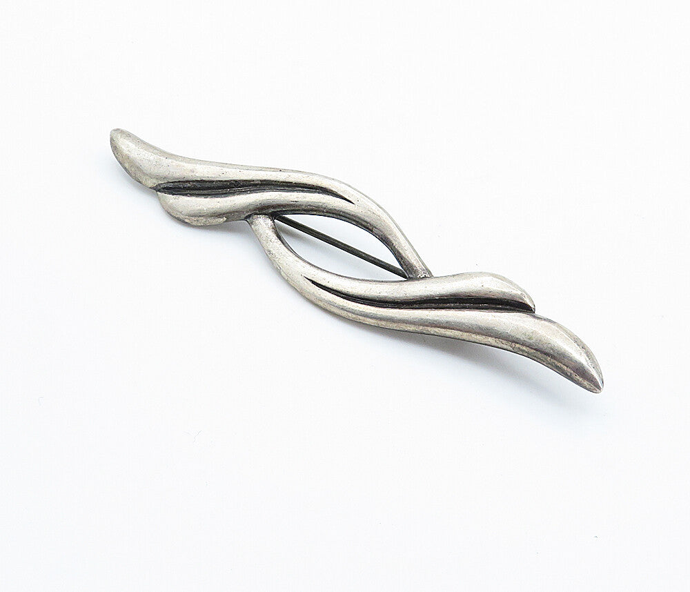 JEZLAINE 925 Sterling Silver  Vintage Dark Tone Swirl Design Brooch Pin BP2854