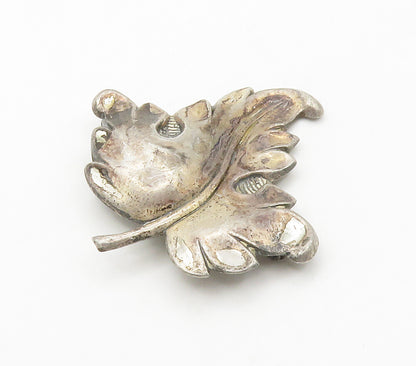 JEWEL ART 925 Sterling Silver  Vintage Single Floral Leaf Brooch Pin  BP5995