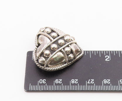 MEXICO 925 Sterling Silver  Vintage Love Heart Twist Dome Brooch Pin  BP3117