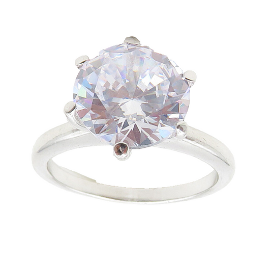 925 Sterling Silver  Sparkling Cubic Zirconia Solitaire Ring Sz 7  RG19131