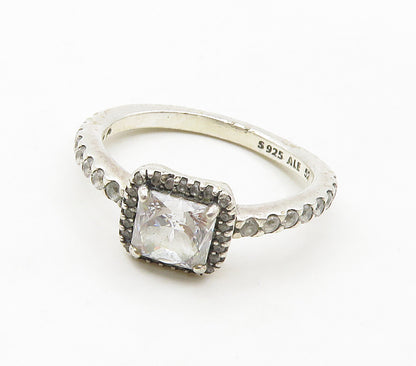 PANDORA 925 Silver  Vintage Cubic Zirconia Solitaire Accent Ring Sz 6  RG16704