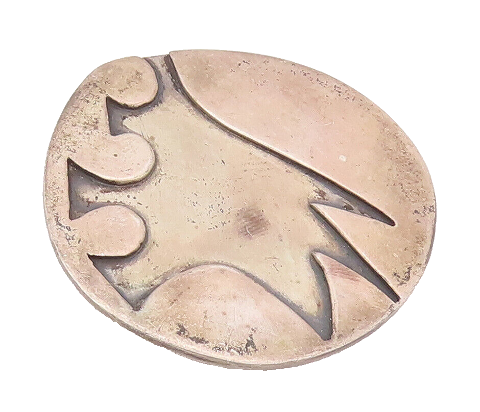 925 Sterling Silver Vintage Pendant Designer Solid Round Etched Pattern  PT22815