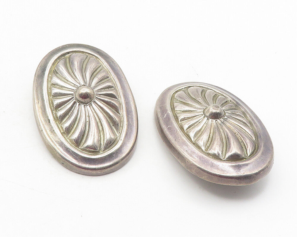 MEXICO 925 Sterling Silver  Vintage Floral Design Non Pierce Earrings  EG6121