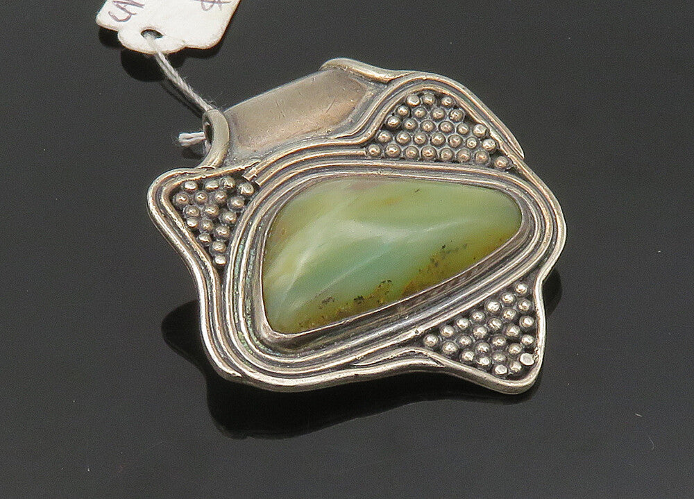 DESIGNER 925 Silver  Vintage Cabochon Agate Modernist Slide Pendant  PT16497