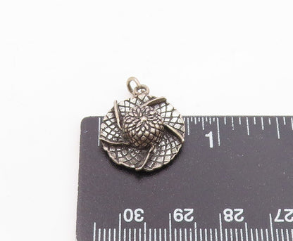 925 Sterling Silver  Vintage Dark Tone Sun Hat Motif Petite Pendant  PT17910