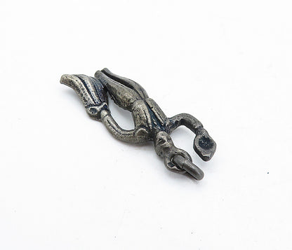 925 Sterling Silver  Vintage Petite Oxidized Bull Rider Figure Pendant  PT3924