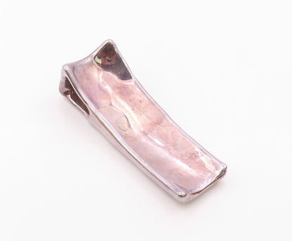 925 Sterling Silver  Vintage Shiny Sculpted Smooth Long Pendant  PT17004