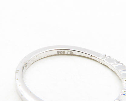 925 Sterling Silver  Genuine Diamonds Shiny Thin Band Ring Sz 6  RG12509