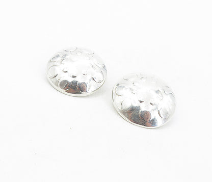 MEXICO 925 Sterling Silver  Vintage Shiny Pattern Dome Drop Earrings  EG4089