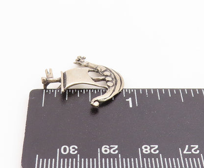 925 Sterling Silver Vintage Pendant Dragon Head Sailing Ship Charm  PT26052