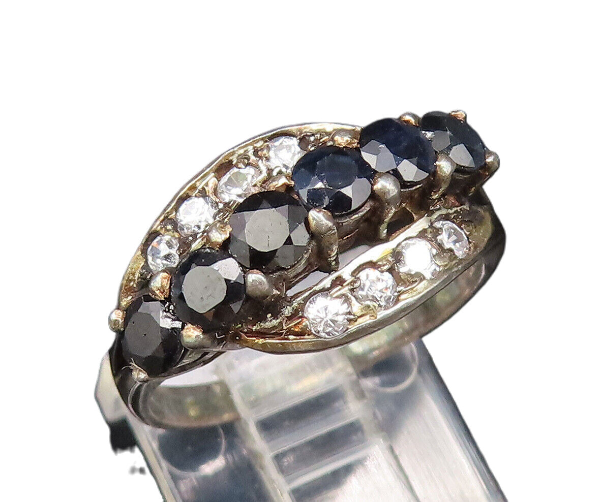 925 Silver  Vintage Sparkly Spinel & Cubic Zirconia Swirl Ring Sz 7  RG26038