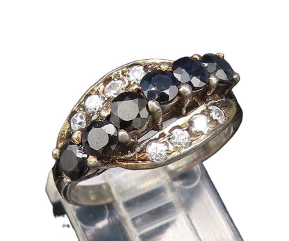 925 Silver  Vintage Sparkly Spinel & Cubic Zirconia Swirl Ring Sz 7  RG26038