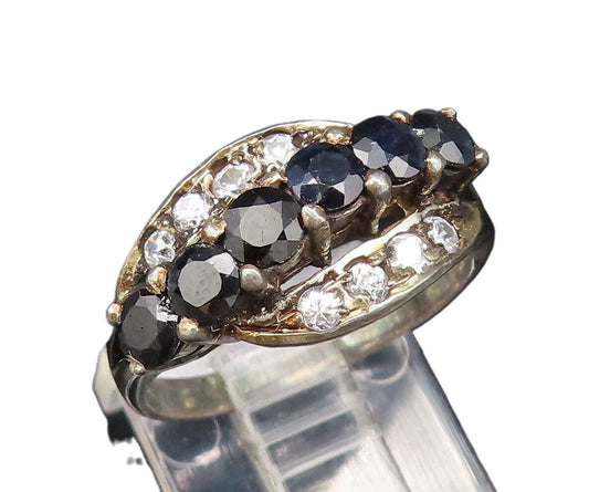 925 Silver  Vintage Sparkly Spinel & Cubic Zirconia Swirl Ring Sz 7  RG26038