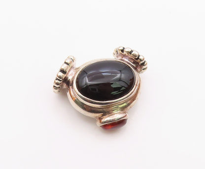 ESPO SIG 925 Sterling Silver  Vintage Black Onyx & Amber Pendant  PT16905