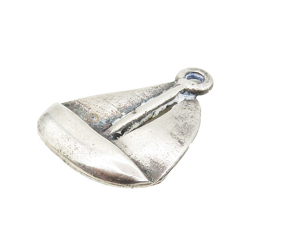 925 Sterling Silver  Vintage Sail Boat Motif Smooth Dark Tone Pendant  PT12296