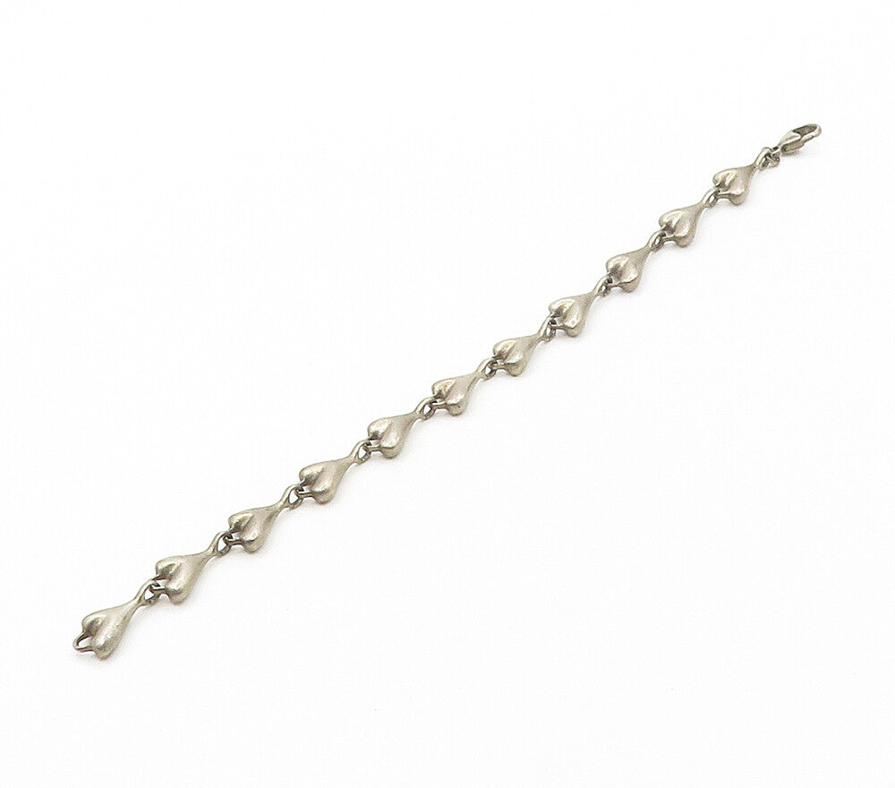 925 Sterling Silver  Vintage Dark Tone Smooth Y Link Chain Bracelet  BT6453