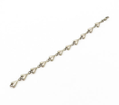 925 Sterling Silver  Vintage Dark Tone Smooth Y Link Chain Bracelet  BT6453
