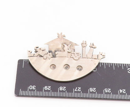 925 Sterling Silver Vintage Brooch Pin MEXICO Classic Noah's Ark Animal  BP12404