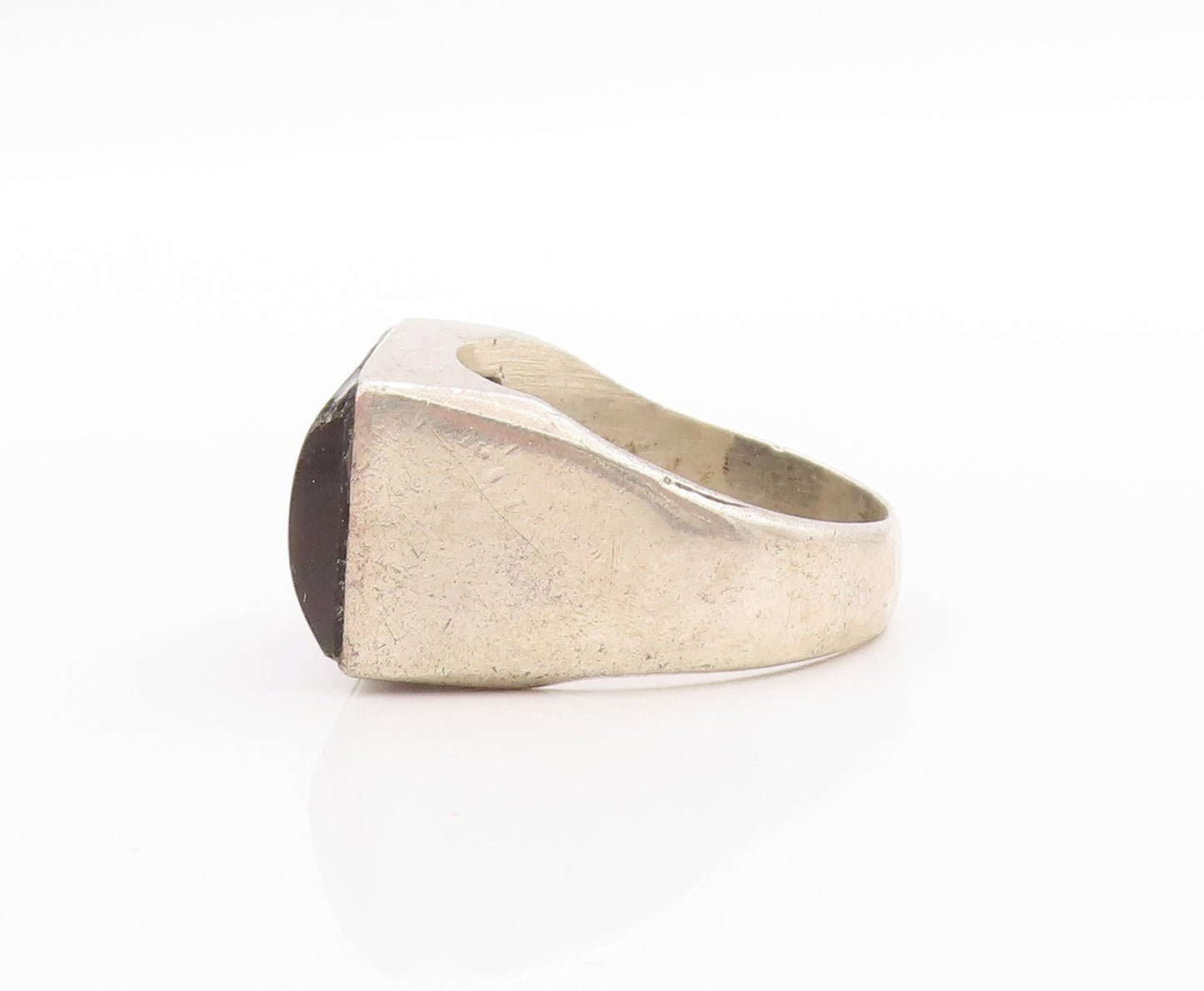 925 Sterling Silver Vintage Ring MEXICO Rectangle Goldstone  Sz 10.5  RG33288