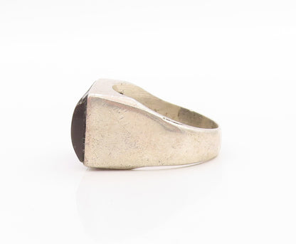 925 Sterling Silver Vintage Ring MEXICO Rectangle Goldstone  Sz 10.5  RG33288