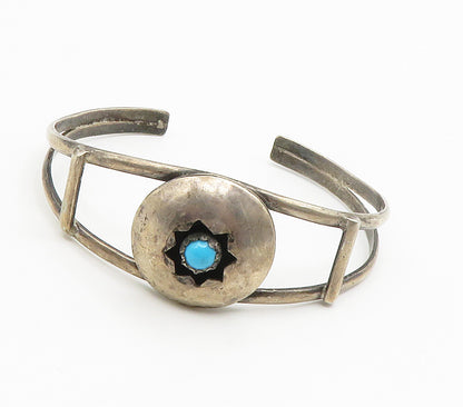 NAVAJO 925 Sterling Silver  Vintage Cabochon Turquoise Cuff Bracelet  BT5881