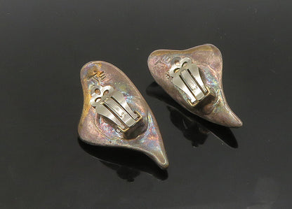 JE ISRAEL 925 Silver  Vintage Sculpted Heart Non Pierce Drop Earrings  EG10525