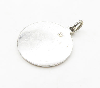 925 Sterling Silver  Vintage Shiny Raised Mother Round Pendant  PT12400