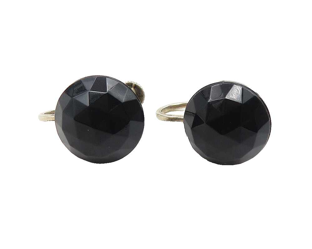 925 Sterling Silver  Vintage Black Hematite Non Pierce Drop Earrings  EG5928