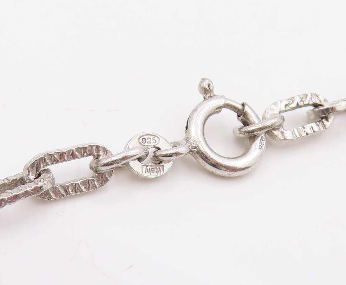 925 Sterling Silver Vintage Necklace Minimalist Hollow Over Link Chain  NE4690
