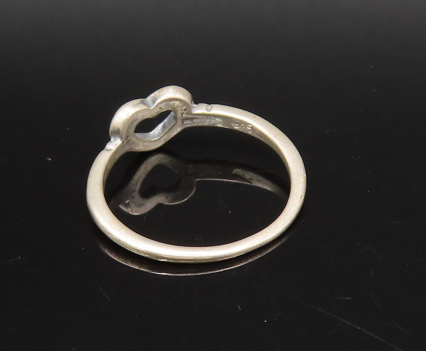 925 Silver  Vintage Minimalist Dainty Open Love Heart Ring Sz 6.25  RG26074