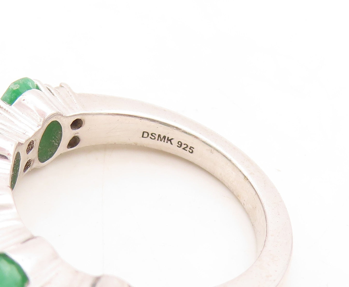 925 Sterling Silver Vintage Ring Oval Cut Emerald & Topaz Band  Sz 7  RG30118