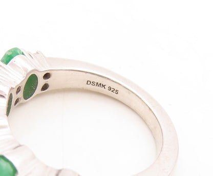 925 Sterling Silver Vintage Ring Oval Cut Emerald & Topaz Band  Sz 7  RG30118
