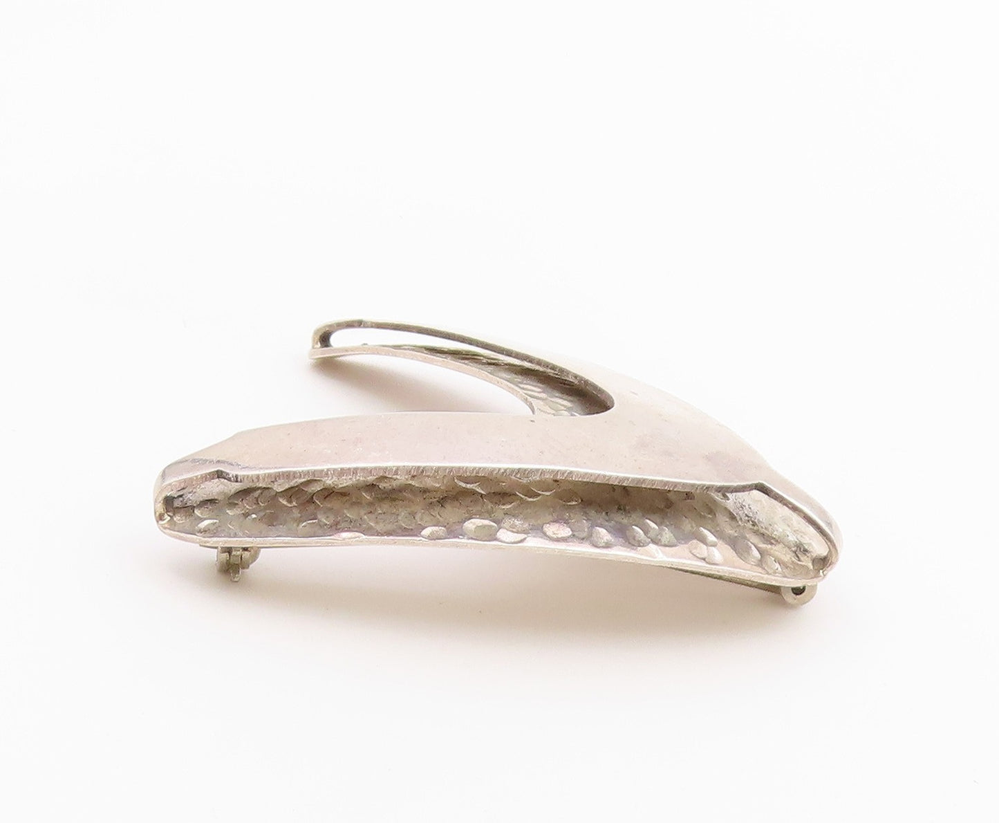 MEXICO 925 Sterling Silver  Vintage Shiny Hammered Arrow Brooch Pin  BP6898