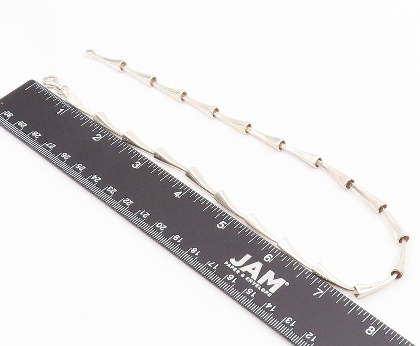 925 Sterling Silver Vintage Necklace Minimalist Tapered Bar Link Chain  NE4733