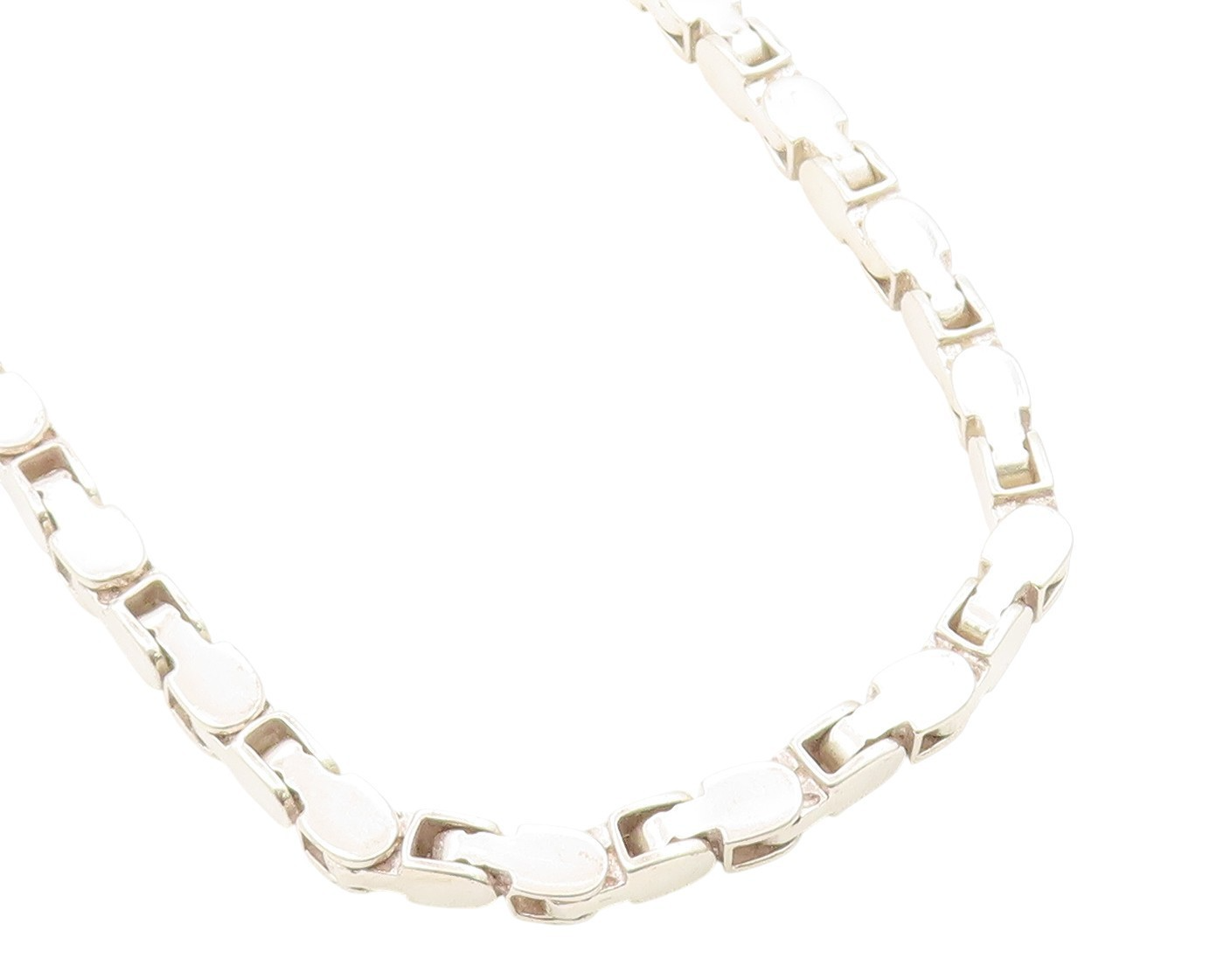 925 Sterling Silver Vintage Necklace Modernist Mariner Link Solid Chain  NE4675