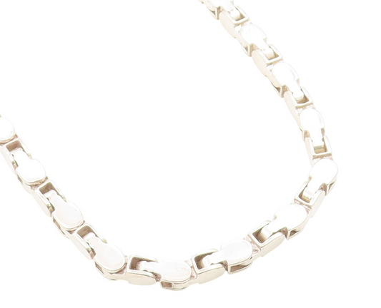 925 Sterling Silver Vintage Necklace Modernist Mariner Link Solid Chain  NE4675