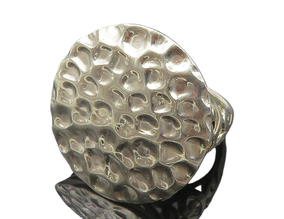 925 Sterling Silver  Vintage Shiny Hammered Dome Cocktail Ring Sz 7  RG12033