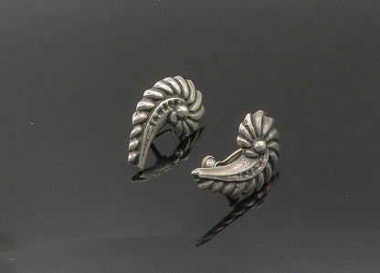 925 Sterling Silver  Vintage Shiny Fluted Swirl Non Pierce Earrings  EG10696