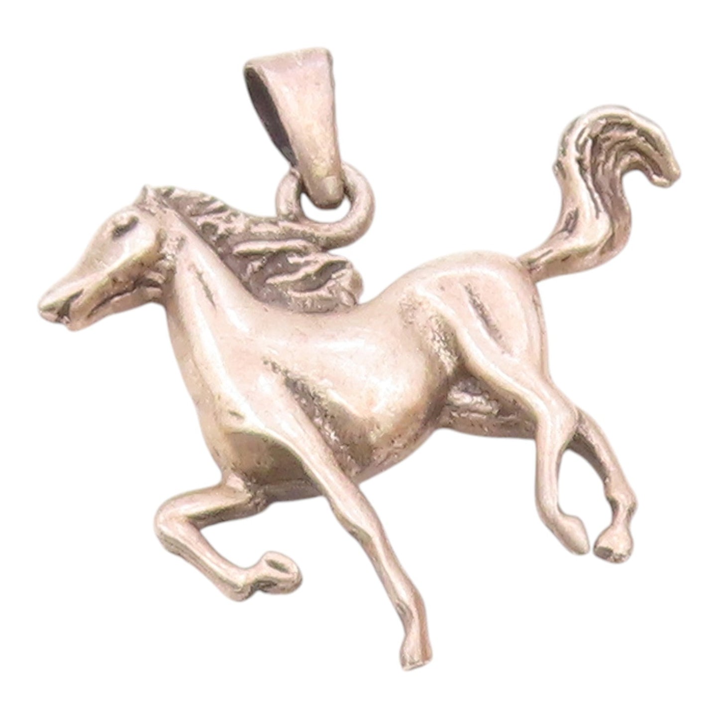 925 Sterling Silver  Vintage Carved Galloping Pony Pendant  PT20422