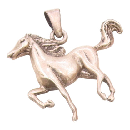 925 Sterling Silver  Vintage Carved Galloping Pony Pendant  PT20422