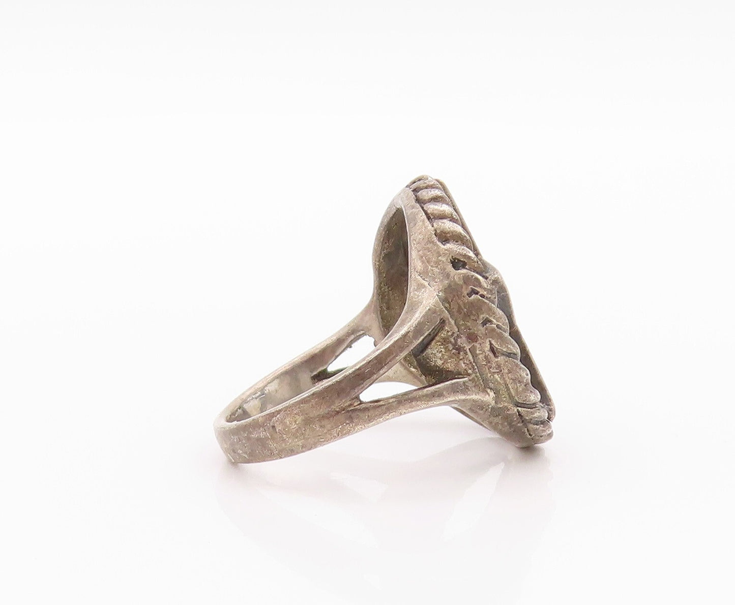 925 Sterling Silver Vintage Ring Dark Tone Masonic Star Cutout  Sz 5.5  RG32194