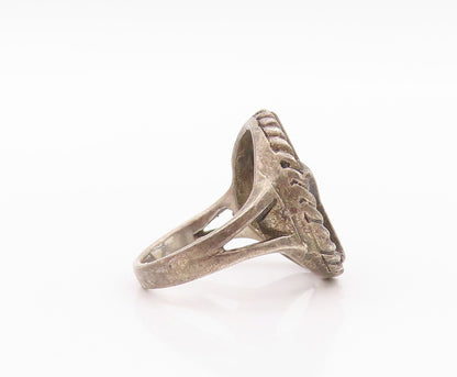 925 Sterling Silver Vintage Ring Dark Tone Masonic Star Cutout  Sz 5.5  RG32194
