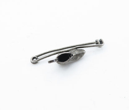 925 Sterling Silver  Vintage Dark Tone Boot Clothes Pin Brooch Pin  BP2542