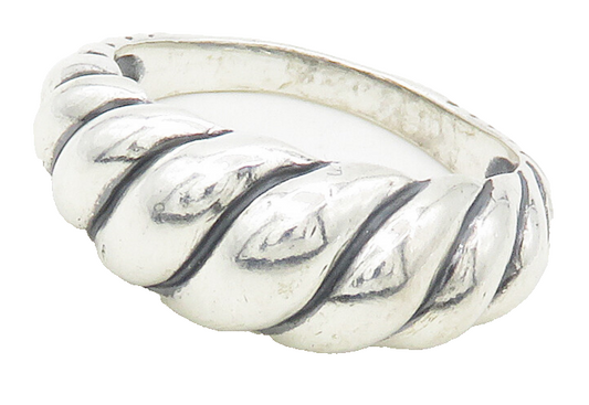 CAROLYN POLLACK 925 Silver  Vintage Shiny Twist Dome Band Ring Sz 8  RG16696