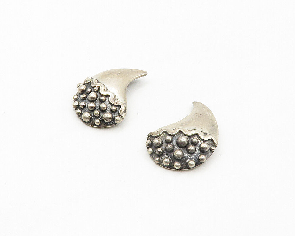 MEXICO 925 Silver  Vintage Dark Tone Bubble Detail Non Pierce Earrings  EG8984