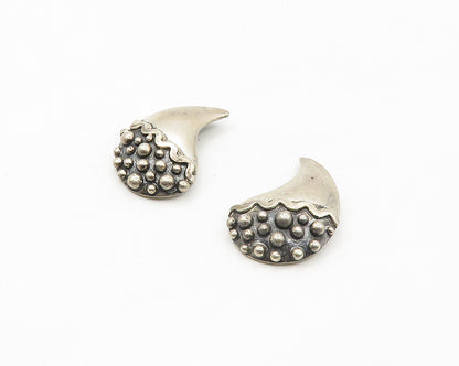 MEXICO 925 Silver  Vintage Dark Tone Bubble Detail Non Pierce Earrings  EG8984