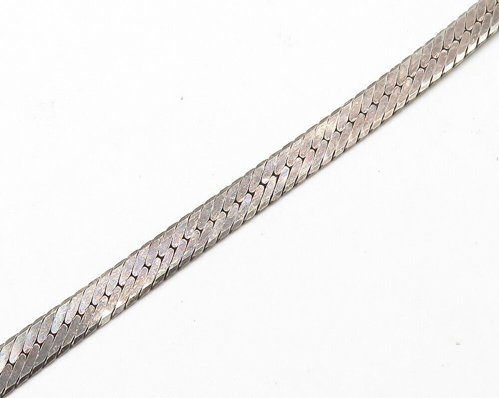 925 Sterling Silver Vintage Cubic Zirconia Dark Tone Snake Chain Necklace NE3216