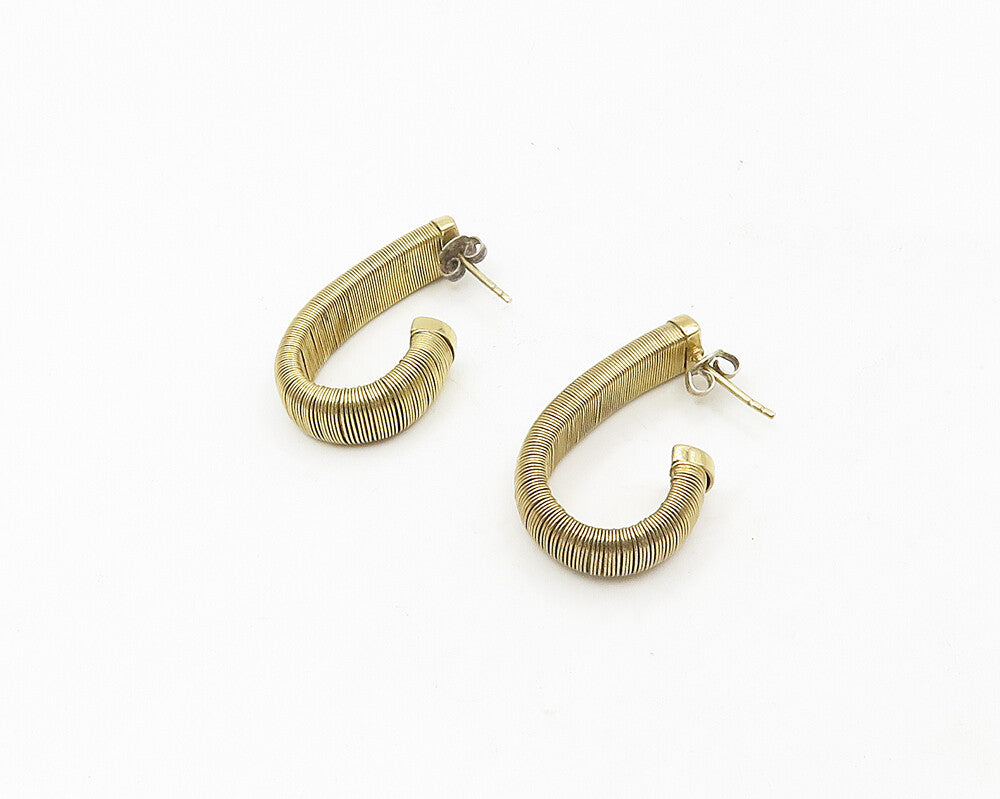 925 Sterling Silver  Vintage Gold Plated Wire Wrapped JHoop Earrings  EG9367