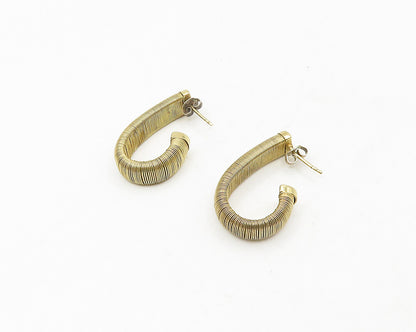 925 Sterling Silver  Vintage Gold Plated Wire Wrapped JHoop Earrings  EG9367