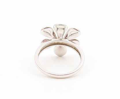 925 Sterling Silver Vintage Ring Classic Carved Daisy Flower Band  Sz 6  RG35104